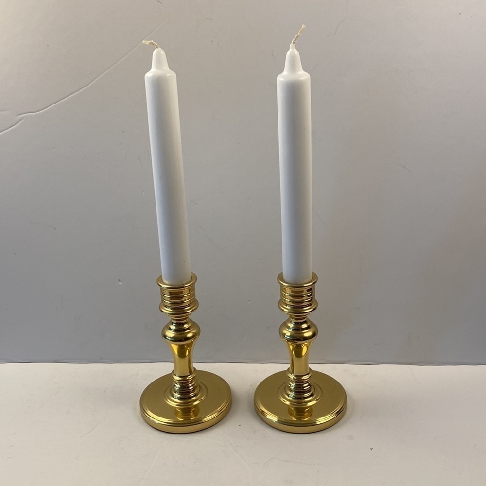 Brass candleholders classic design solid brass heavy duty sturdy